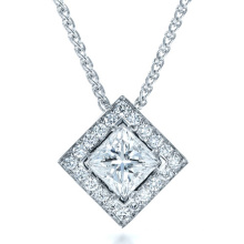 Prinzessin Cut 925 Silber Anhänger Halskette Schmuck mit CZ